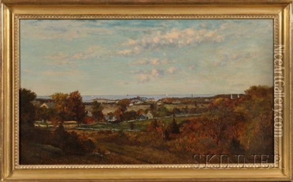 Overlooking The Harbor, Cohasset, Massachusetts Oil Painting - Frank Henry Shapleigh
