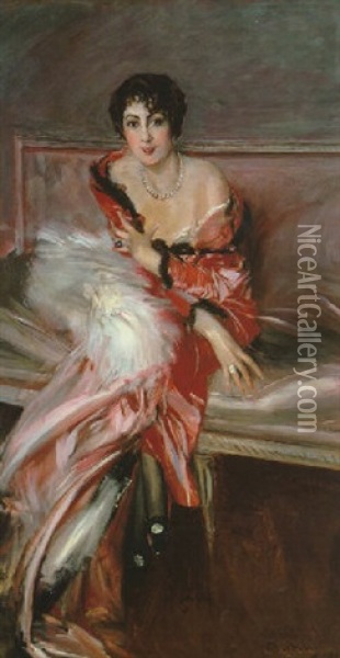 Portrait Of A Madame Juillard Oil Painting - Giovanni Boldini