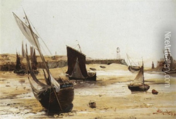 Der Strand Von Dartmouth Oil Painting - Jacques Matthias Schenker