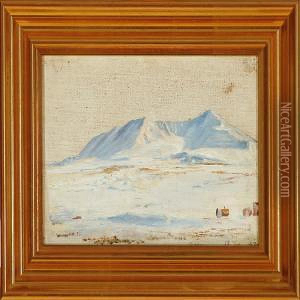 At Pearys Varde Mondaymaj 13 1907, Greenland Oil Painting - Aage Bertelsen