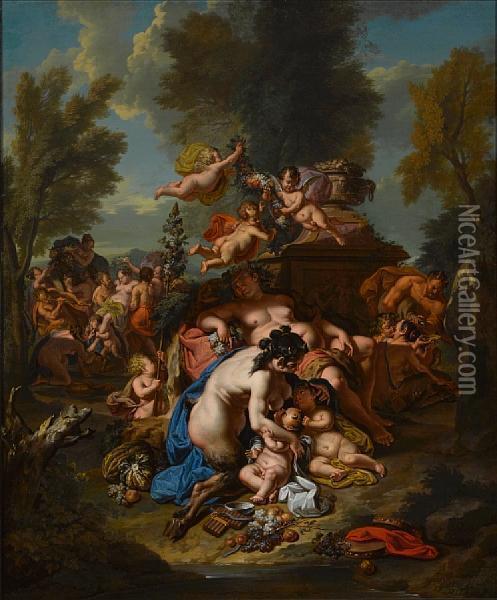 Bacchanalia Oil Painting - Ignatius De Roore