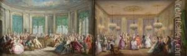 Le Concert Et La Danse Oil Painting - Alexandre Paul Jos. Veron Bellecourt
