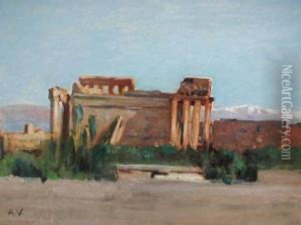 Ruines Romaines A Balbek Oil Painting - Auguste Louis Veillon