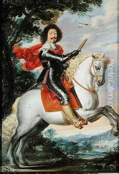 An Equestrian Portrait of a Gentleman Oil Painting - Wolfgang Heimbach