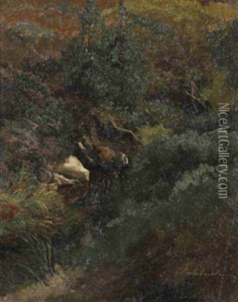 Wasserlauf Am Waldrand Oil Painting - Carl Ludwig Fahrbach