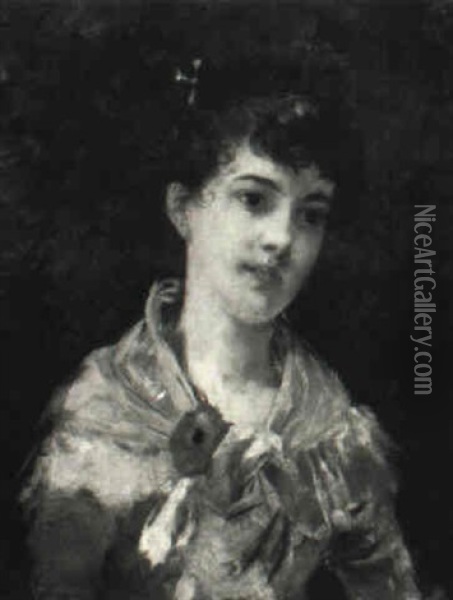 Portrait De Jeune Fille Oil Painting - Harry Humphrey Moore