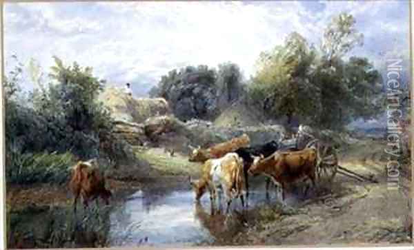 Watering Time Oil Painting - Myles Birket Foster