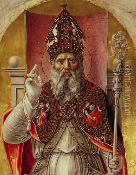 St Ambrose Polyptych (detail) Oil Painting - Bartolomeo Vivarini