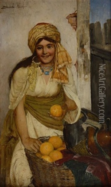 La Vendeuse D'oranges Oil Painting - Daniel Israel