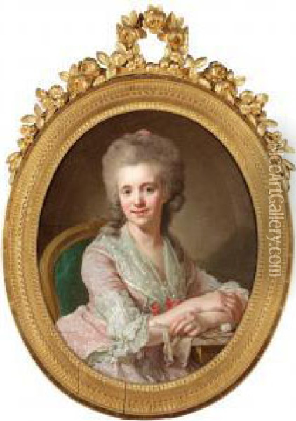 Portrait Of A Woman Knitting Oil Painting - Lorenz Ii Pasch