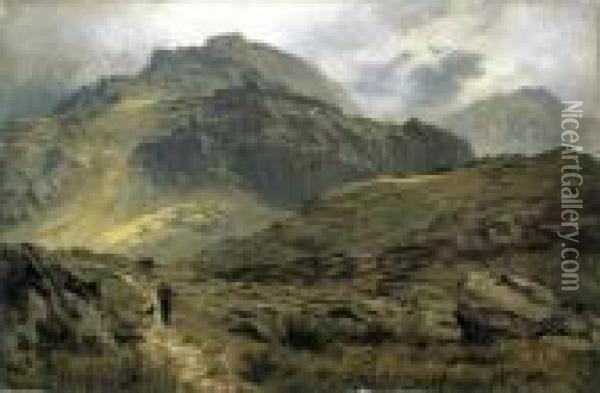 The Path To Llyn Idwal Oil Painting - Benjamin Williams Leader