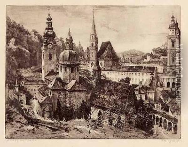 Salzburg - Die Stadt Der Turme Oil Painting - Hermann Bergmeister
