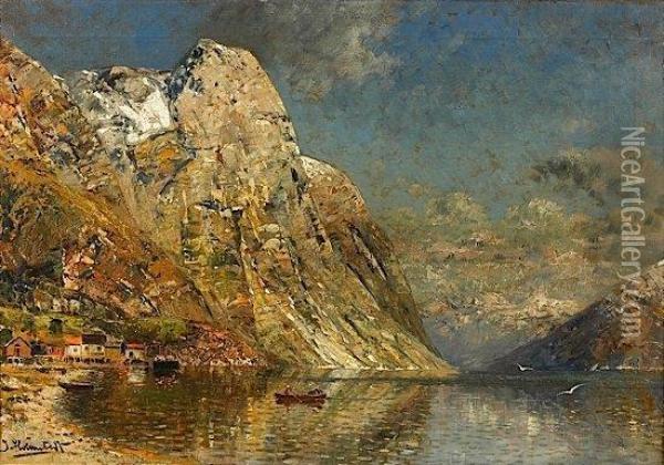 Fjord Norvegien Oil Painting - Johann Holmstedt