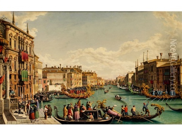 Das Redentore-fest In Venedig Oil Painting - Hubert Sattler