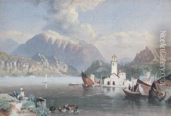 Lago Di Como Oil Painting - George Clarkson Stanfield