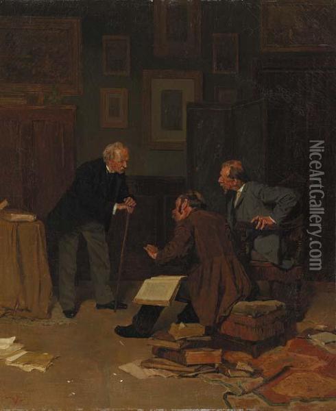 The Book Dealer Oil Painting - Louis Charles Moeller