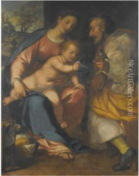 The Holy Family Oil Painting - Giovanni Battista Paggi