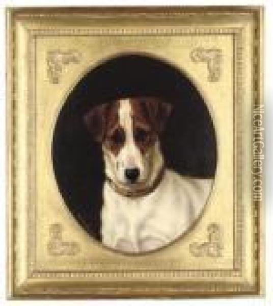 The Head Of A Terrier Oil Painting - Valentine Thomas Garland
