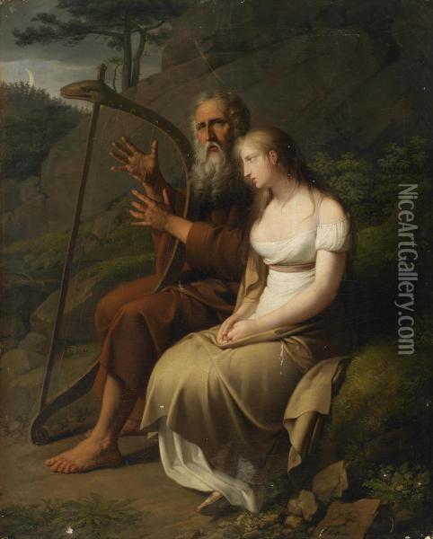 Ossian And Malvina Oil Painting - Johann Peter Krafft