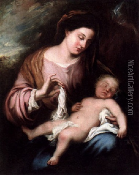 Madonna And Child Oil Painting - Valerio Castello