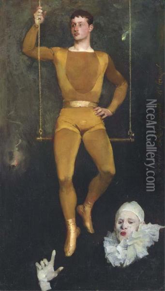 Le Trapeziste Et Le Clown Oil Painting - Charles Giron