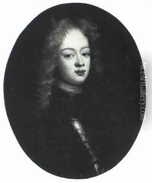 Portrait Of A Young Nobleman Bust Length, Said To Be        Louis-alexandre De Bourbon, Comte De Toulouse Oil Painting - Hyacinthe Rigaud