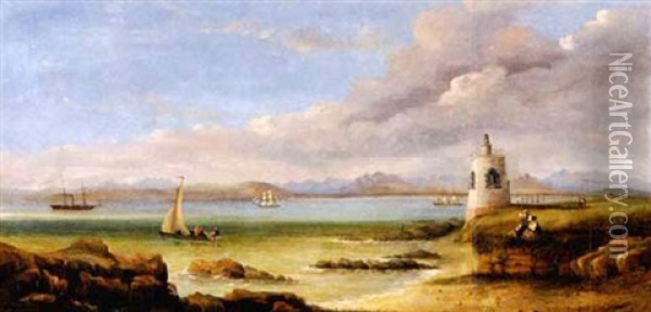 Mouille Point Light House Oil Painting - Thomas William Bowler