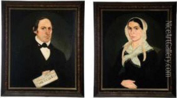 Pair Of Portraits Oil Painting - J. Woodruff