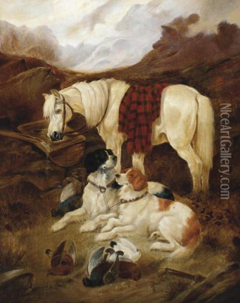 A Highland Shoot Oil Painting - John Gifford