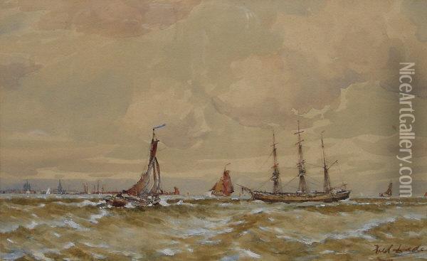 Sailing Vessels Of The Coast Oil Painting - Fred Dade