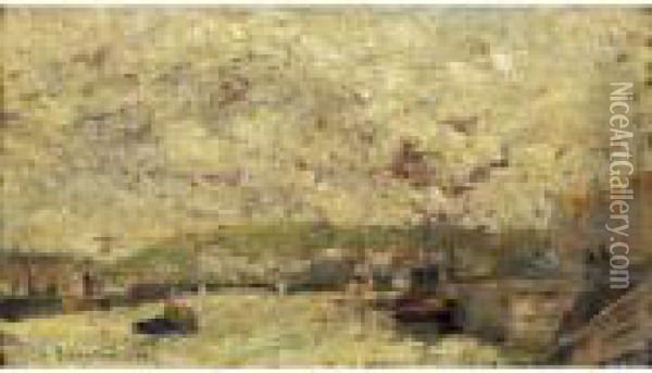 La Seine A Rouen Oil Painting - Camille Pissarro