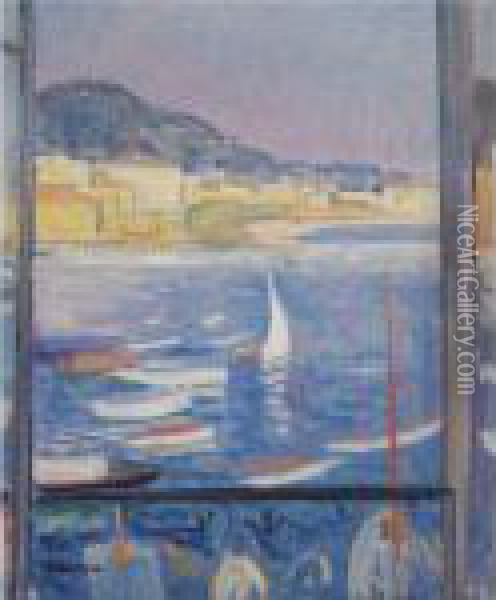 Villefranche-sur-mer, Fenetre Ouverte Sur Le Port Oil Painting - Henri Lebasque