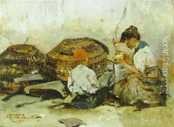 Am Markt Oil Painting - Sigmund Vajda