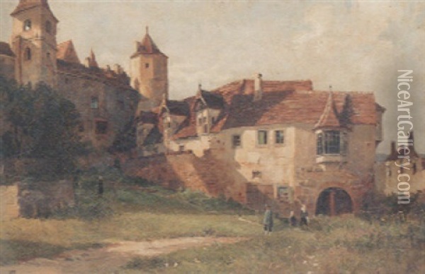 An Old German Stronghold Oil Painting - Alexander Wallace Rimington