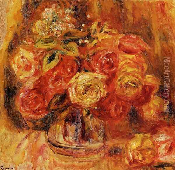 Roses In A Vase5 Oil Painting - Pierre Auguste Renoir