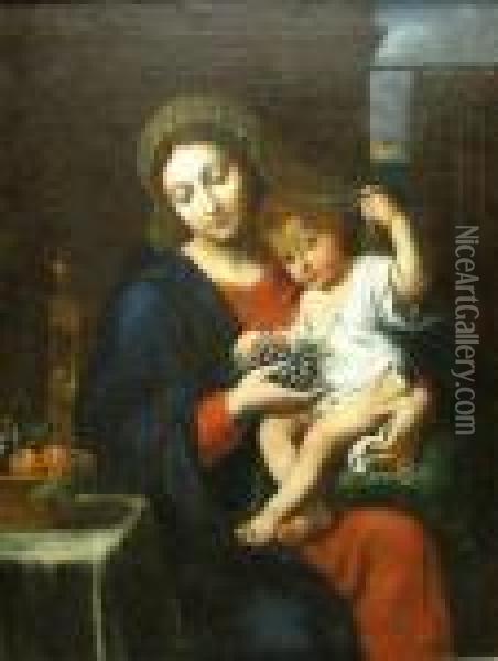 La Vierge A La Grappe Oil Painting - Pierre Le Romain I Mignard