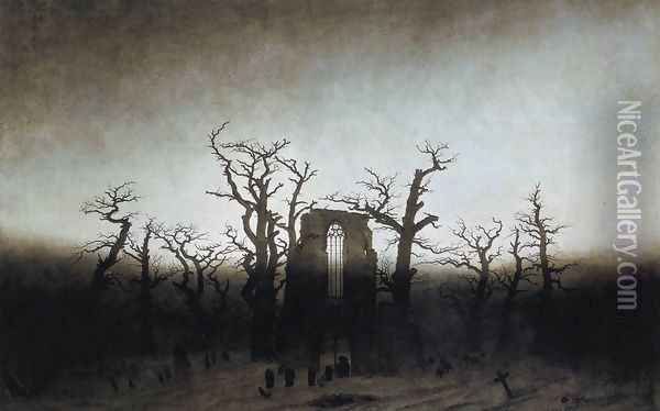 The Abbey in the Oakwood 1809_10 Oil Painting - Caspar David Friedrich