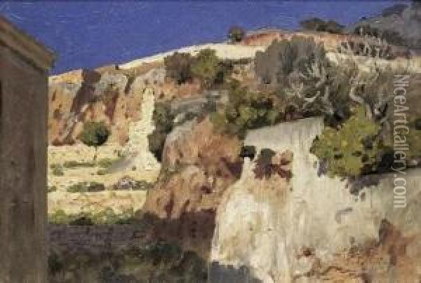 Landschaft Auf Capri Oil Painting - Edmund Berninger