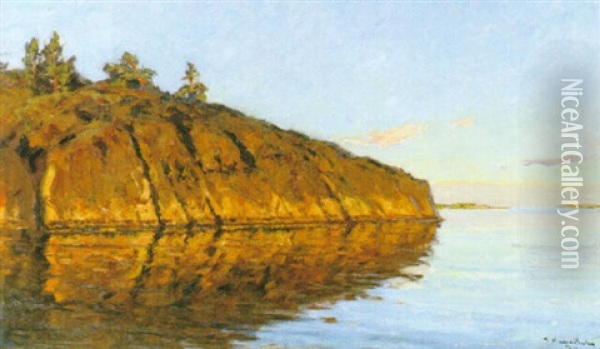 Solbelyst Skargardsklippa Oil Painting - Gottfried Kallstenius