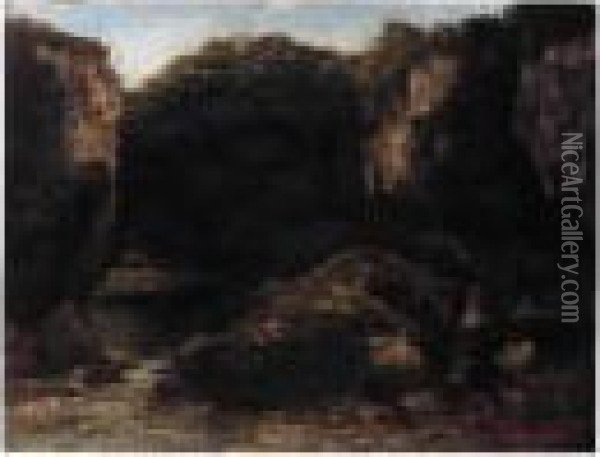 Paysage Aux Rochers Oil Painting - Gustave Courbet
