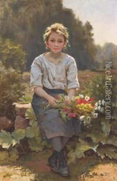 The Flower Girl Oil Painting - Cesar Pattein