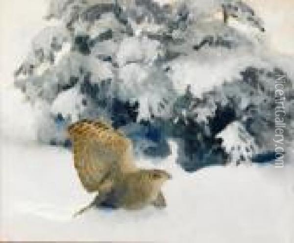 Vintermotiv Med Orrhona Oil Painting - Bruno Andreas Liljefors