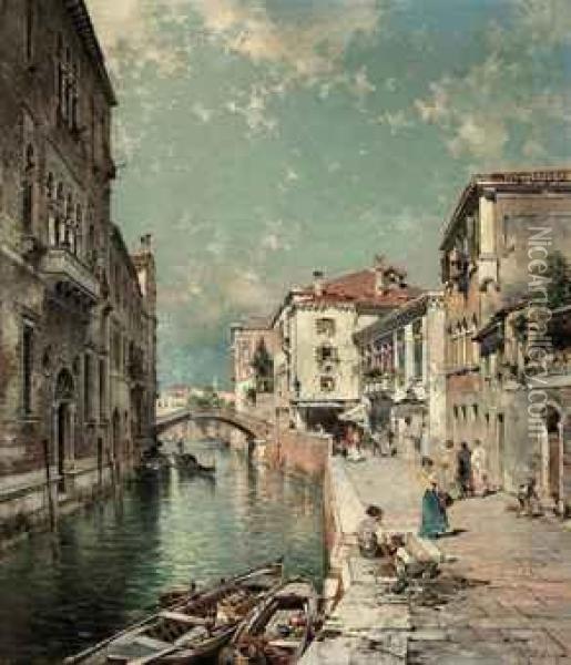 Rio Tiorado, Venice Oil Painting - Franz Richard Unterberger
