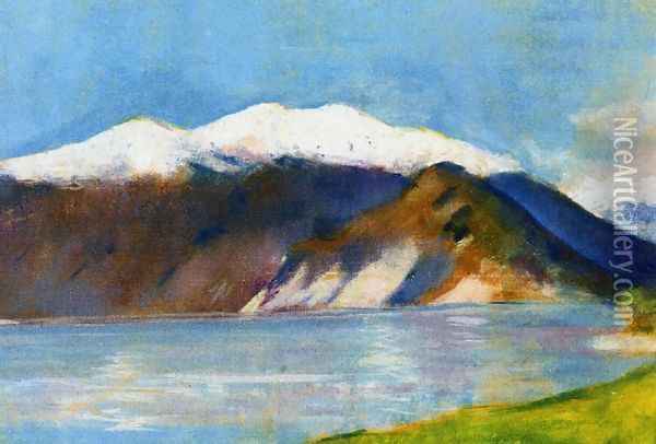 Lake Garda and Monte Baldo Oil Painting - Lesser Ury