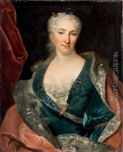 Portrait De Femme Oil Painting - Michel Hubert Descours