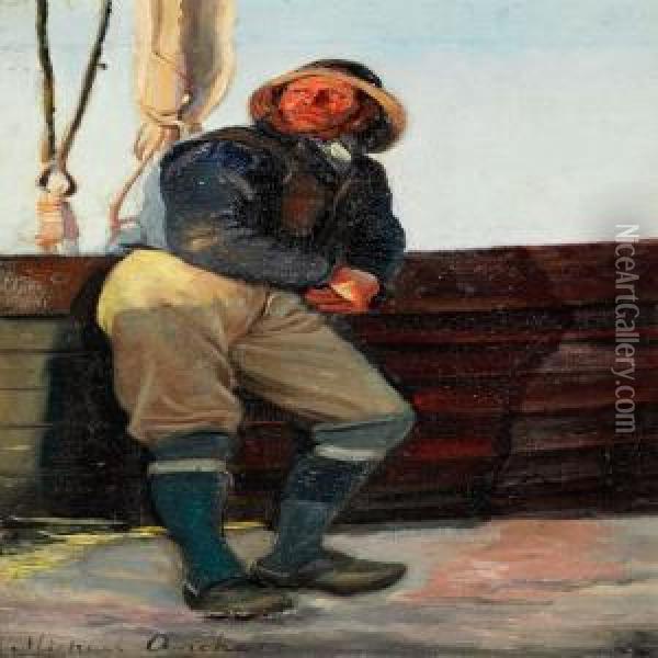 Fisherman From Skagen Oil Painting - Michael Ancher