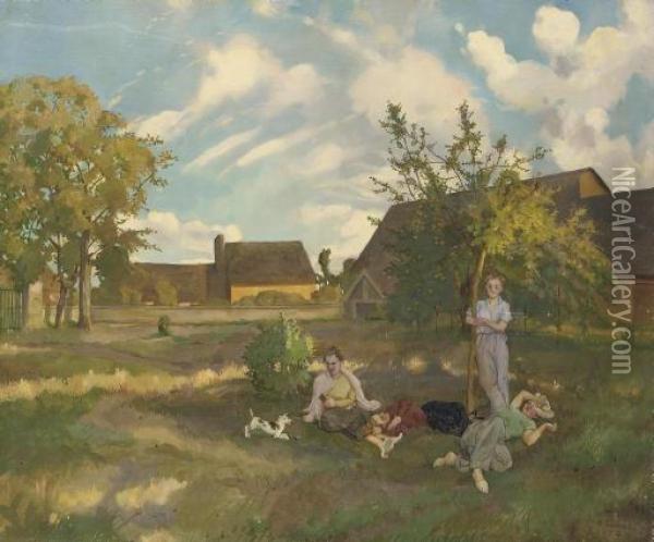 A Summer's Evening In The Countryside Oil Painting - Konstantin Andreevic Somov