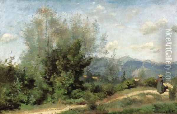 Les environs de Geneve Oil Painting - Jean-Baptiste-Camille Corot
