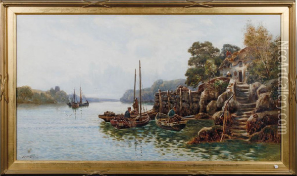 Fishermen In Rowing Boats Oil Painting - Walker Stuart Lloyd