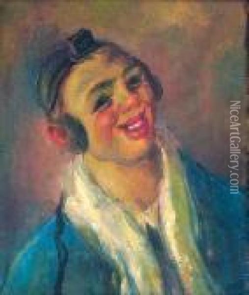 Portrait D'un Jeune Juif (ca.1920) Oil Painting - Abraham Weinbaum